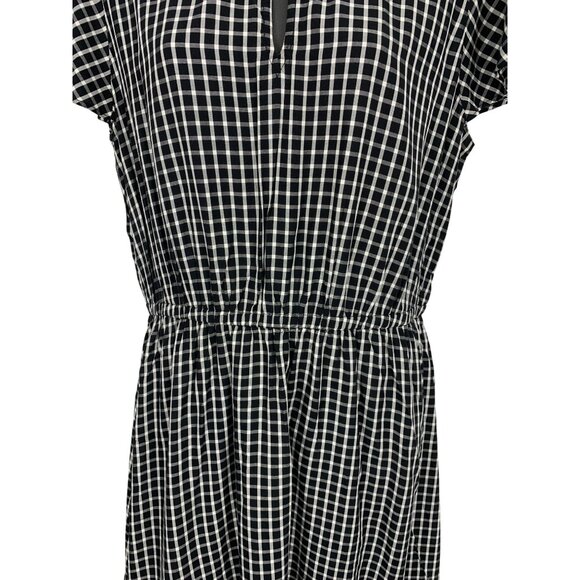 Old Navy Women Dress Size Medium M Black White Check Shift Flutter Keyhole New - Picture 5 of 8